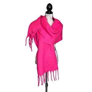 GAP 14”x85” Hot Pink Fringe Cozy Wrap Scarf